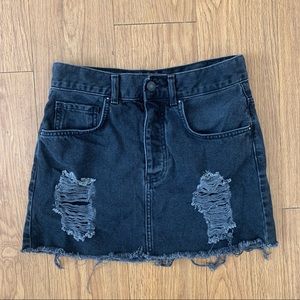 Black Distressed Fringe Denim Mini Skirt 27